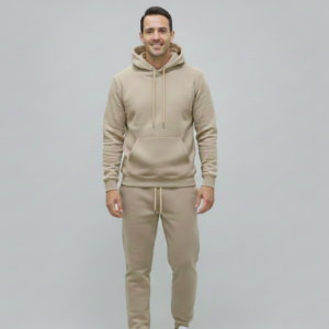 premium beige fleece tracksuit set