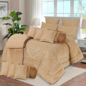 wynton 14 pcs velvet bed set – golden